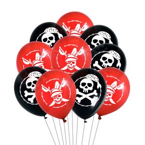 Oblique Unique 10x Piraten Luftballons mit Totenkopf Ballons Kinder Geburtstag Motto Party Ballons - schwarz rot