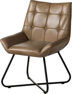 MASSIVMOEBEL24 Stuhl Echtleder 60x67x86 beige IRON LABEL #613