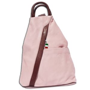 Florence echtes Leder Rucksack Tasche Damen Schultertasche rosa braun OTF604A