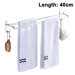 Doppel-Handtuchstange Handtuchhalter ohne Bohren 40cm Patentierter Kleber + Selbstklebender Kleber Aluminium Matte Finish