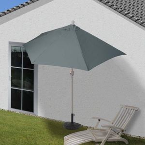 Sonnenschirm halbrund Lorca, Halbschirm Balkonschirm, UV 50+ Polyester/Stahl 3kg  270cm anthrazit mit Ständer