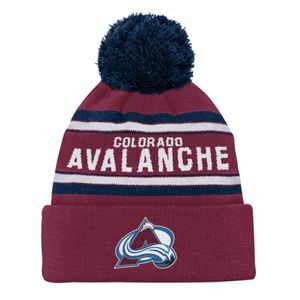 Čepice NHL juniorská, žakárová, vínová, grafika Colorado Avalanche, s manžetou a bobulí, jedna velikost