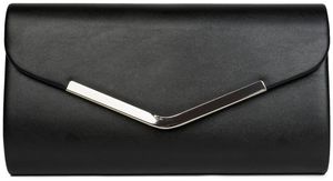styleBREAKER Clutch Abendtasche im Envelope Kuvert Design mit Zierleiste aus Metall und abnehmbarer Kette zum umhängen, Damen 02012131, Farbe:Schwarz