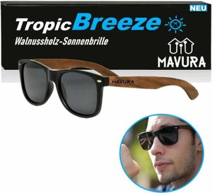 TropicBreeze Walnussholz Sonnenbrille Herren Damen Holz Polarisiert Pilot UV400
