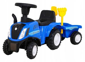 COIL Kindertraktor, New Holland Traktor, Traktor mit Anhänger, Schiebefahrt für Kinder, ab 12 Monaten, Blau