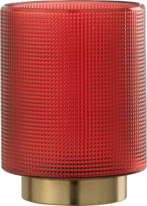 J-Line Windlicht Kariert Glas Rot/Gold Small