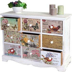 Komoda Venlo, styl shabby, vintage, 9 szuflad, 60x79x30cm