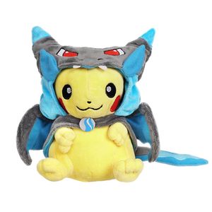 Pokemon Pikachu Plüschtier mit Mega Glurak X Umhang | Pikazard Kuscheltier | 20cm