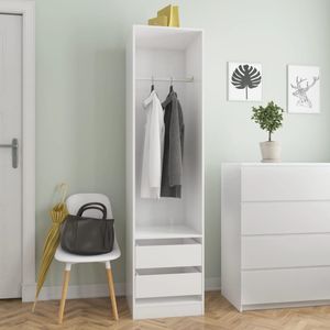 Möbel HOMMIE Kleiderschrank mit Schubladen Hochglanz-Weiß 50×50×200 cm(6376)