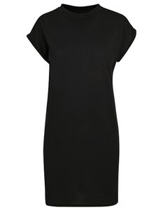 Build Your Brand Damen Kleid Turtle Extended Shoulder Dress BY101 Schwarz Black M