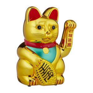 relaxdays XL Winkekatze gold