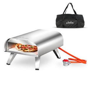 BIGHORN Gasgrill Gas pizza ofen mit 12inch Pizza Stein, Inkl. Schlauchregler und Abdeckung