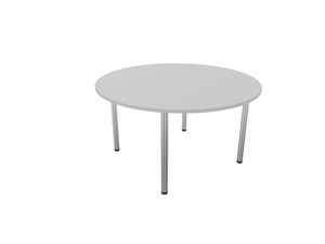 E10 Konferenztisch Rundrohr-Gestell, Ø Durchmesser: 120-160 cm , Lichtgrau, Farbe Gestell:Aluminium, Größe Tischplatte:Ø 160 cm