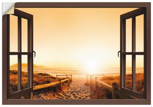 ARTland Wandbild, selbstklebend Sonnenuntergang Strand, braun Größe: 70x50 cm