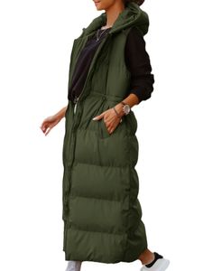 Frauen Langer Oberbekleidung Winter Mit Taschen Abwärts Lose Unifarben Temperament, Farbe:Armeegrün, Größe:2Xl