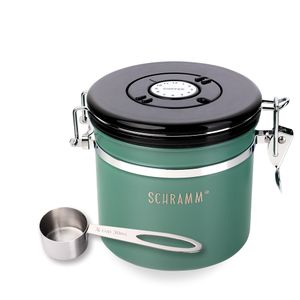 Schramm® Kaffeedose 1200 ml in 10 Farben mit Dosierlöffel Höhe: 12cm Kaffeedosen Kaffeebehälter aus Edelstahl , Farbe:grün