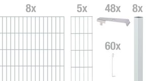 Alberts Cluster Gabionenzauset Einbetonieren Steinkorb Höhe 80-180cm Länge 2-10m, Farbe:feuerverzinkt, Zaun-Länge:8 m, Zaun-Höhe:80 cm