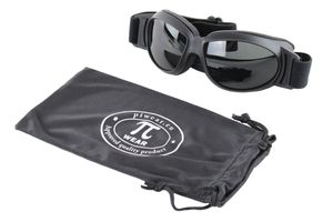 PiWear Motorrad Brille mit Band - Black Hills SM, schwarz dunkel getönt auch für Brillenträger, Anti-Beschlag