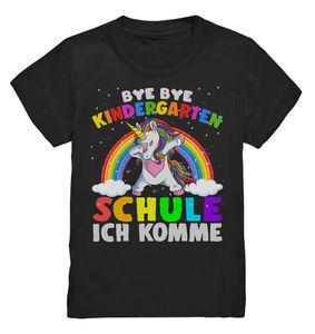 Schulkind 2023 Schulanfang Einschulung Kindergarten Einhorn T-Shirt – Black / 110/116 (5-6)