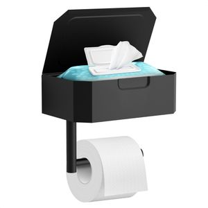 Avalo Toilettenpapierhalter mit Feuchttücherbox - Schwarz - Selbstklebend/Bohren/Kein Bohren - WC Rollenhalter - WC Papierhalter