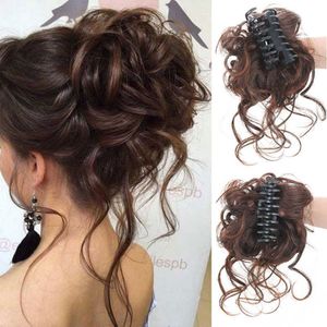 Paruky s vlásenkou, velké paruky Chignon Curly Hairband s vlasy, prodloužení vlasů Messy Bun Hairpieces for Ladies Girls Ponytail (Chocolate Brown)