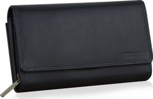 Frentree® Damen Geldbörse aus echtem Nappaleder, großes Leder Portemonnaie mit RFID-Schutz, weiches Echtleder Portmonee, viele Fächer, Dunkelblau