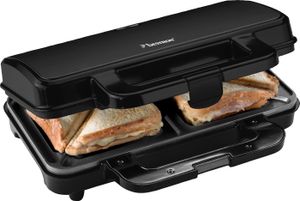 Bestron XL Sandwichmaker, Antihaftbeschichteter Sandwich-Toaster für 2 Sandwiches, 900 Watt, Farbe: Schwarz mattiert