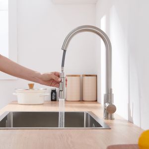Lonheo Hochdruck Küchenarmatur Wasserhahn Küche ausziehbar mit 2 Strahlarten 360° drehbar Spültischarmatur mit Brause