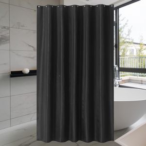 Duschvorhang Wasserdichte, schimmel- und schimmelresistente Vollfarbige Vorhangauskleidung für Badezimmer mit Haken, 180×180cm, Schwarz