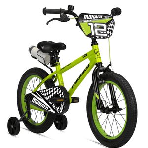 Bergsteiger Monaco 12 Zoll Kinderfahrrad, geeignet für 3 und 4 Jahre, BMX, Stützräder, Rücktrittbremse, Trinkflasche, Kettenschutz