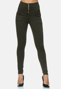 Damen Skinny Jeans Hose High Waist Demin Stretch Shaping 5-Pocket Design, Farben:Grün, Größe:36