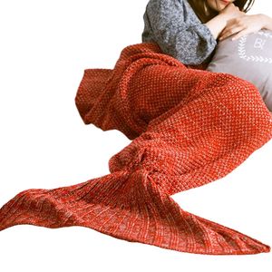 CANDeal Rot 80x180cm fur Erwachsene Meerjungfrau Decke Personalisierte Handgemacht Gestrickt Warmes Wohnzimmer Sofa Decke Weihnachts Geburtstagsgeschenk Schlafsack