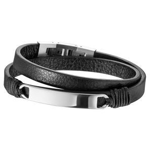 Save Brave Armband SBB-MASON-BK Leder schwarz mit Gravur Platte
