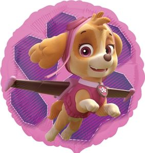 Amscan 3408801 - Standard Folienballon Paw Patrol Skye und Everest, Durchmesser circa 43 cm, Heliumballon, Geburtstag, Pink / Violett