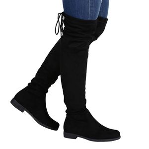 Mytrendshoe Damen Overknees High Stiefel Boots Look 811876, Farbe: Schwarz, Größe: 38