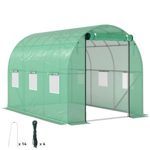 Outsunny Gewächshaus ca. 3 x 2 x 2 m Foliengewächshaus mit 6 Fenster, Rolltür, Aufrollbar Seitenwänden, UV-beständiger Folientunnel