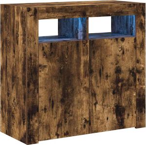 vidaXL Sideboard mit LED-Beleuchtung Räuchereiche 80x35x75 cm