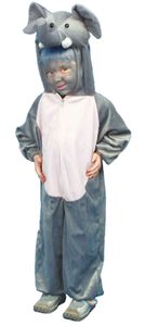 O621-116-128-A grau Kinder Junge Mädchen Elefant Elefanten Kostüm Overall Gr.116-128