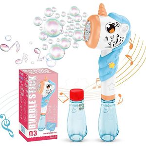 Seifenblasenmaschine kinder, seifenblasenpistole mit Licht und Musik, Seifenblasen Einhorn mit Seifenblasenwasser