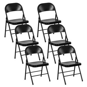 H.J WeDoo 6er Set Metall Klappstuhl mit gepolsteter Rückenlehne in schwarz - Klappbarer Gästestuhl mit Polster - Küchenstuhl Stuhl klappbar