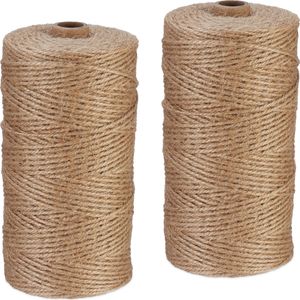 relaxdays Juteschnur 2 mm x 250 m 2er Set