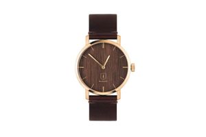 BeWooden Pánské dřevěné analogové hodinky s řemínkem z pravé kůže Aurum Watch 75-115 mm červená