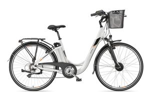 Telefunken RC820 City E-Bike, 7 Gang Shimano Kettenschaltung, Vorderradmotor, weiß
