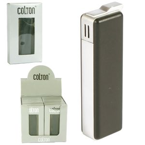 Elektronický zapalovač Colton, 7 cm, plnitelný, jeden kus v dárkové krabičce, černo-stříbrná barva