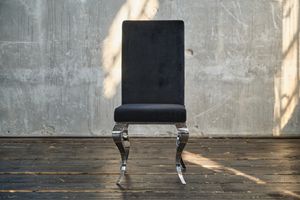 KAWOLA Esszimmerstuhl Stuhl Barock Velvet verschiedene Farben LEIA schwarz