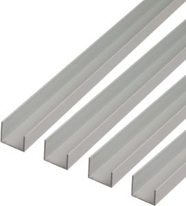 Alberts U-Profil | Aluminium, silberfarbig eloxiert | 1000 x 22 x 20 x 15 mm | 4er Set