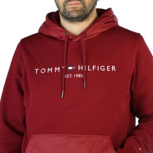 Tommy Hilfiger Herren Sweatshirt Pullover Kapuzenpullover Hoodie mit Kapuze, Größe:S, Farbe:Rot-dunkelrot