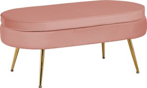 SalesFever Sitzpouf oval | Bezug Samt-Stoff | Gestell Metall goldfarben | B 99 x T 44 x H 40 cm | rose