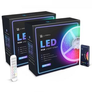 Lideka® - LED-Lichtleiste - Paket mit 10 + 5 Metern - inkl. App - RGB - Für Decke und Badezimmer - Lichtleisten