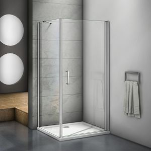 Pendeltürx Seitenwand:70x90cmxH.195cm Eckig Duschkabine Eckeinstieg 5mm ESG Sicherheitsglas Duschwand Duschabtrennung